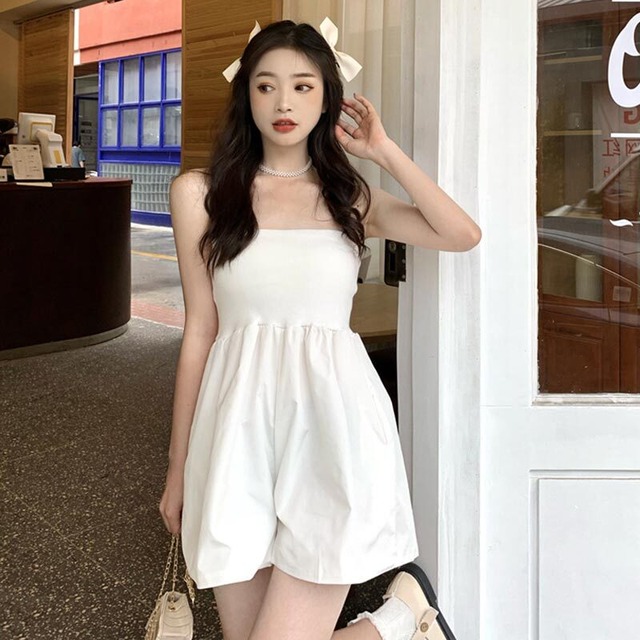 ルーズ薄手ドレス サマーノースリーブスカート トップス ジャンプスーツ オールインワン 夏物 萌量不足55602489937