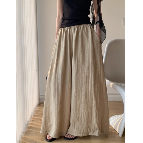 ウエストゴム ワイドレッグパンツ ゆったりシルエット　2color  00224