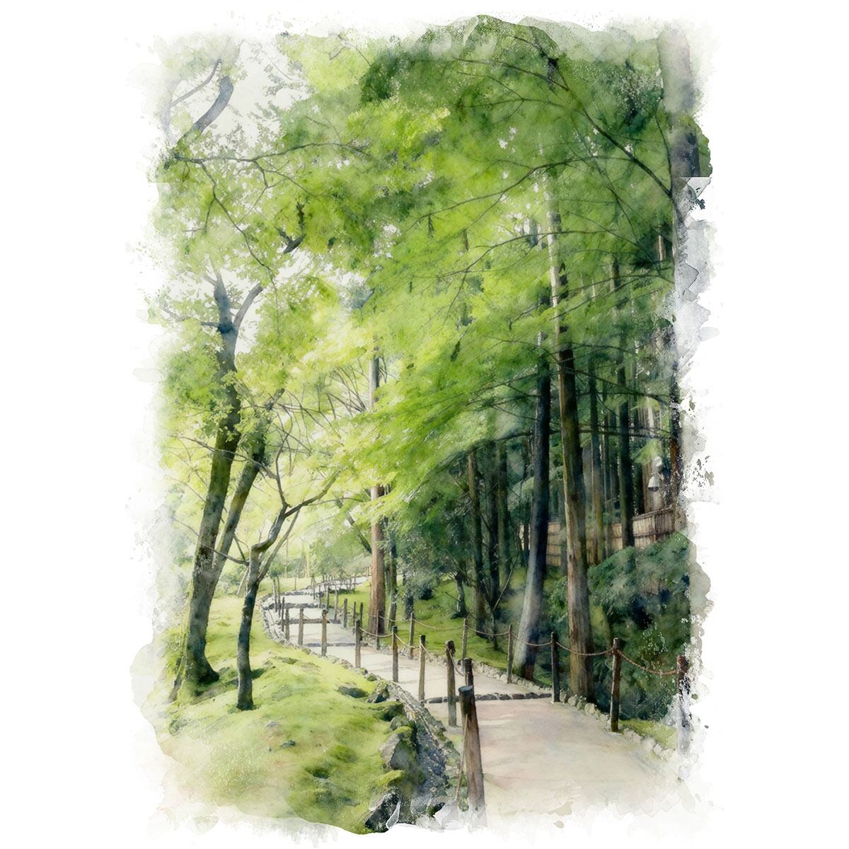 絵画(風景画) 日本 京都府 慈照寺 (銀閣寺)庭園 インテリアアート額