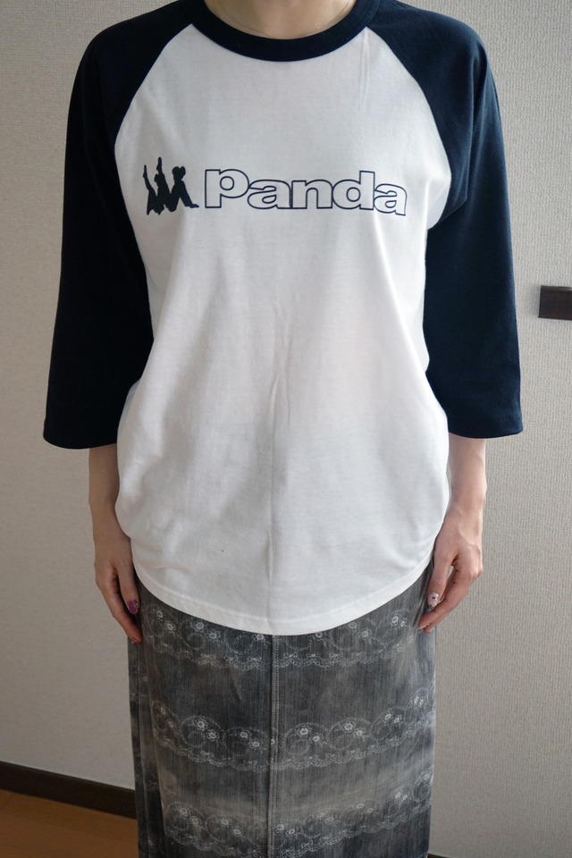 Chining Panda × tetta Collaboration Raglan 3/4 Sleeve Shirt (Black Sleeves)