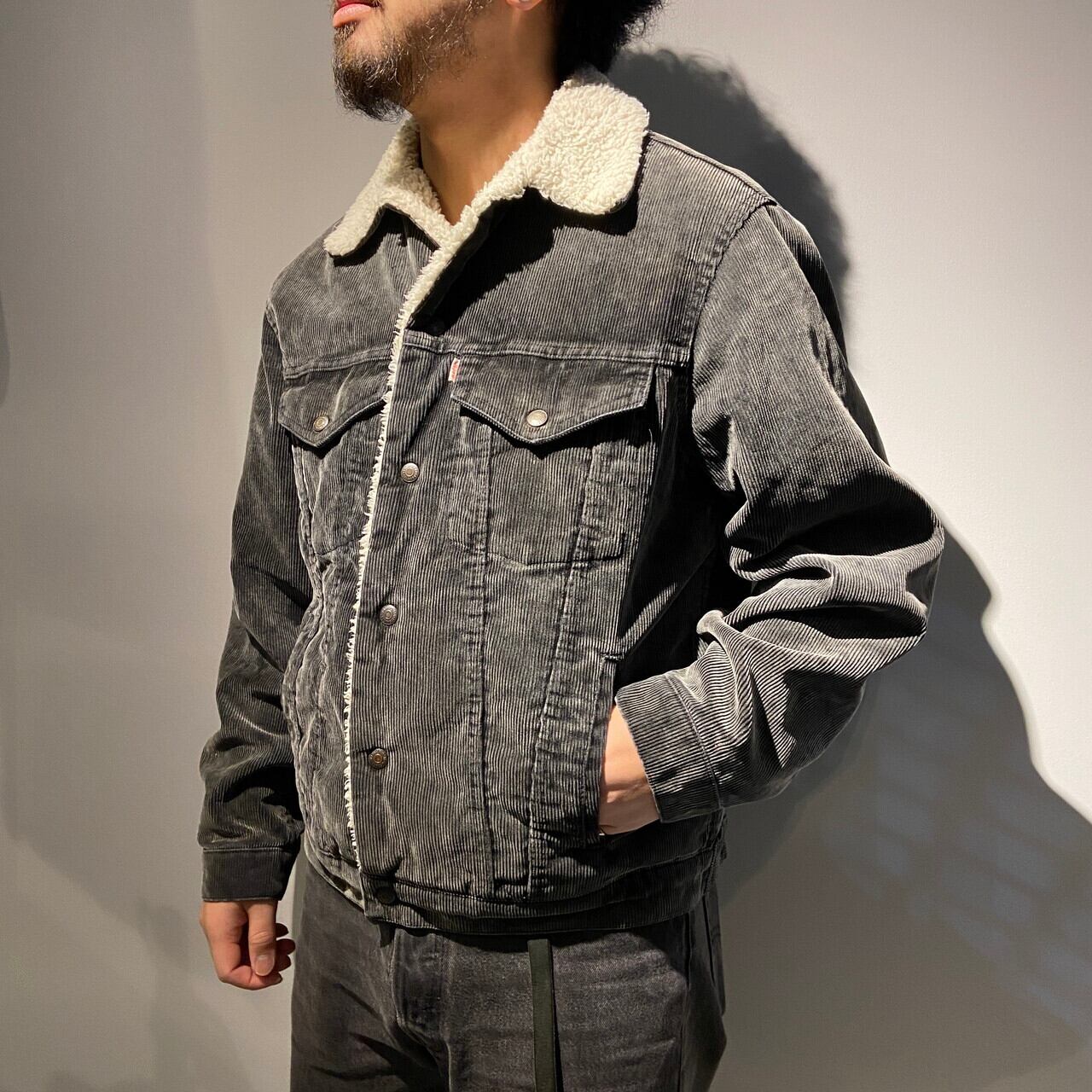 80年代 Levi's 70608 59 55 リーバイス コーデュロイ ボアジャケット メンズM 古着 80s ビンテージ ヴィンテージ  チャコールグレー【ブルゾン・ジャケット】【NEW23】 | cave 古着屋【公式】古着通販サイト