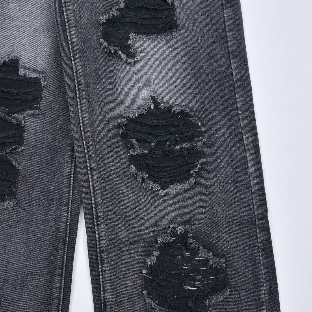 1/14 完売→再入荷！】ブラックダメージ ワイドデニムパンツ