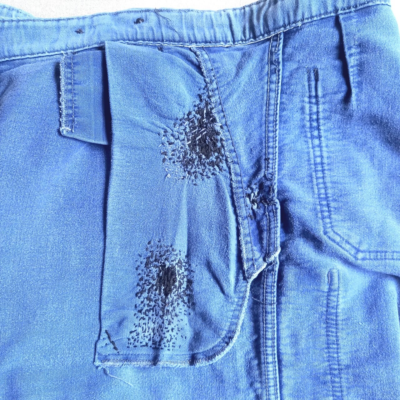 〜50s フレンチ モールスキンパンツ ワークパンツ フェード ボロ ユーロ 50s】 ブラック モールスキン ユーロワーク パンツ フェード 黒