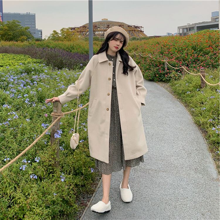 受け取って腰 トレンチコート ダスターコート 薄手 一つボタン ウール