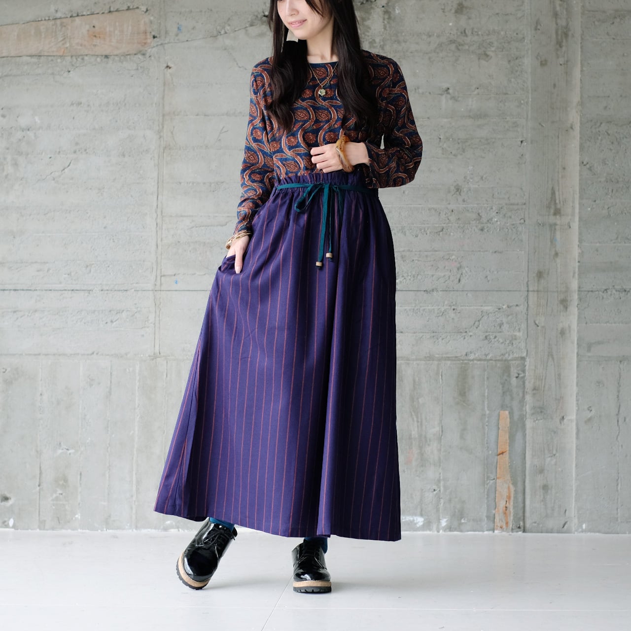 ホリデーシーズンにも♡華やかドッキングワンピース(25w-09)ネイビー