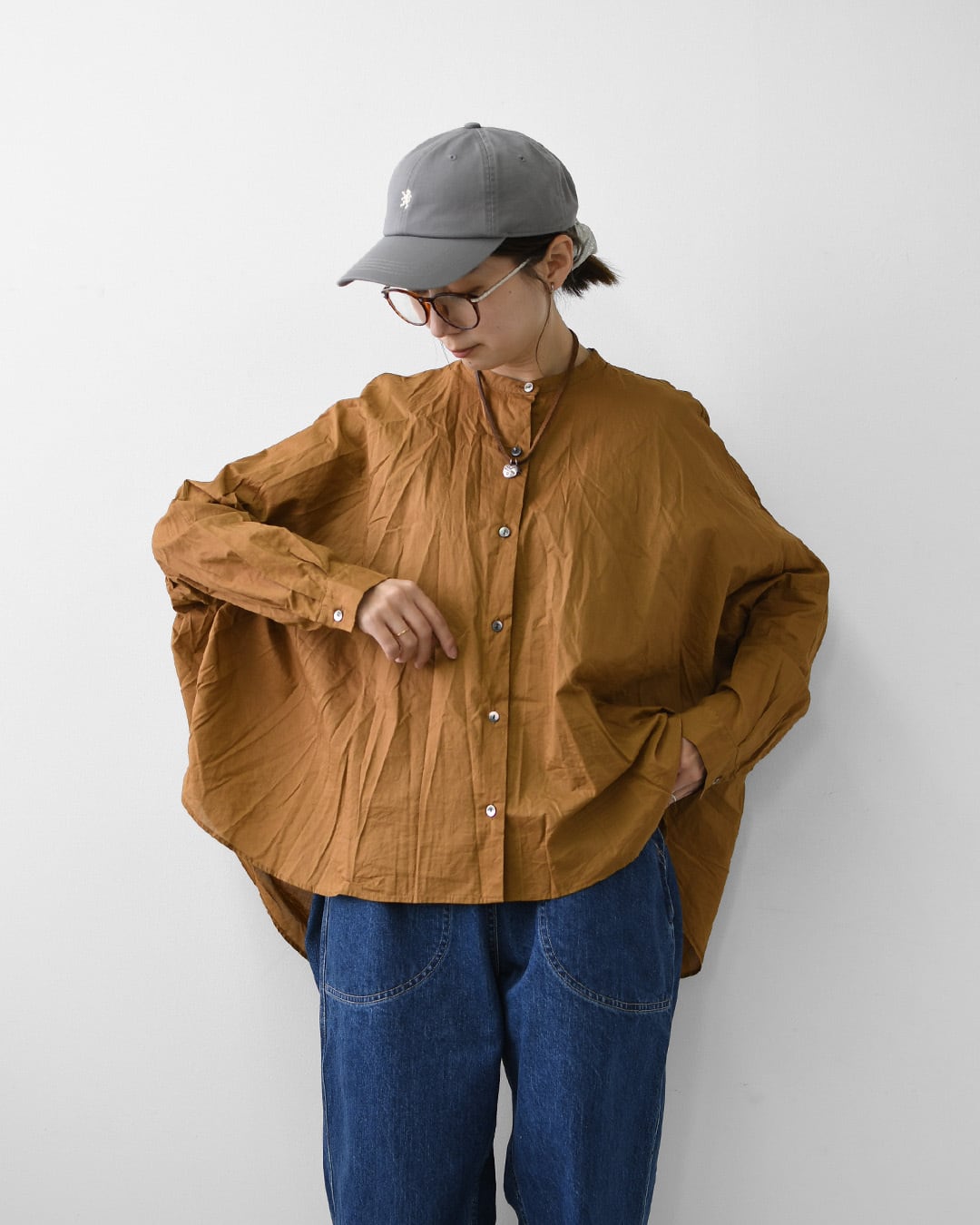 mizuiro ind [ミズイロ インド] back gather wide shirt [1-238975
