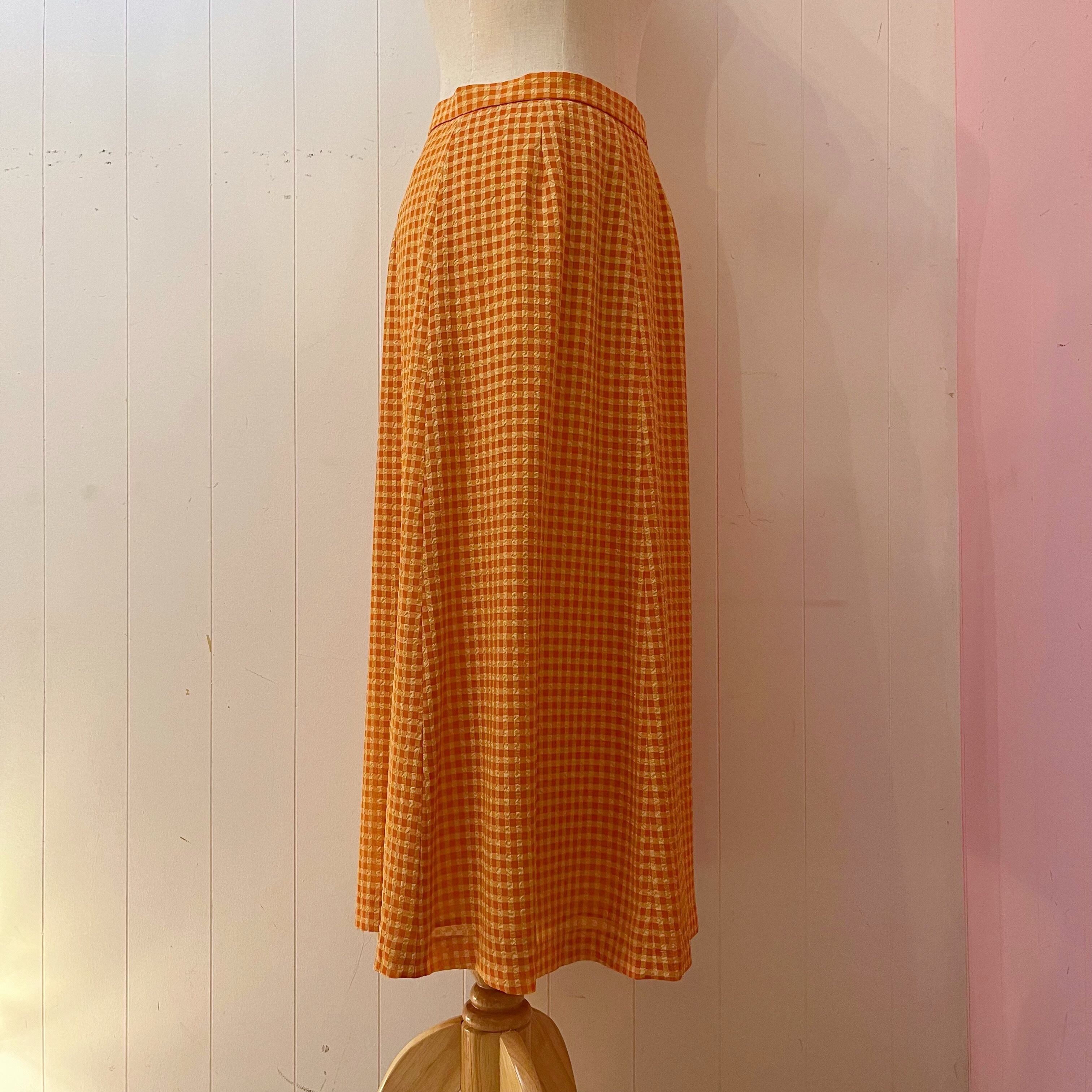 orange yellow gingham check skirt