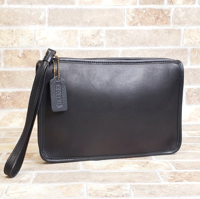 極美品 オールドコーチ ☆ USA製 レザー セカンドバッグ ブラック  