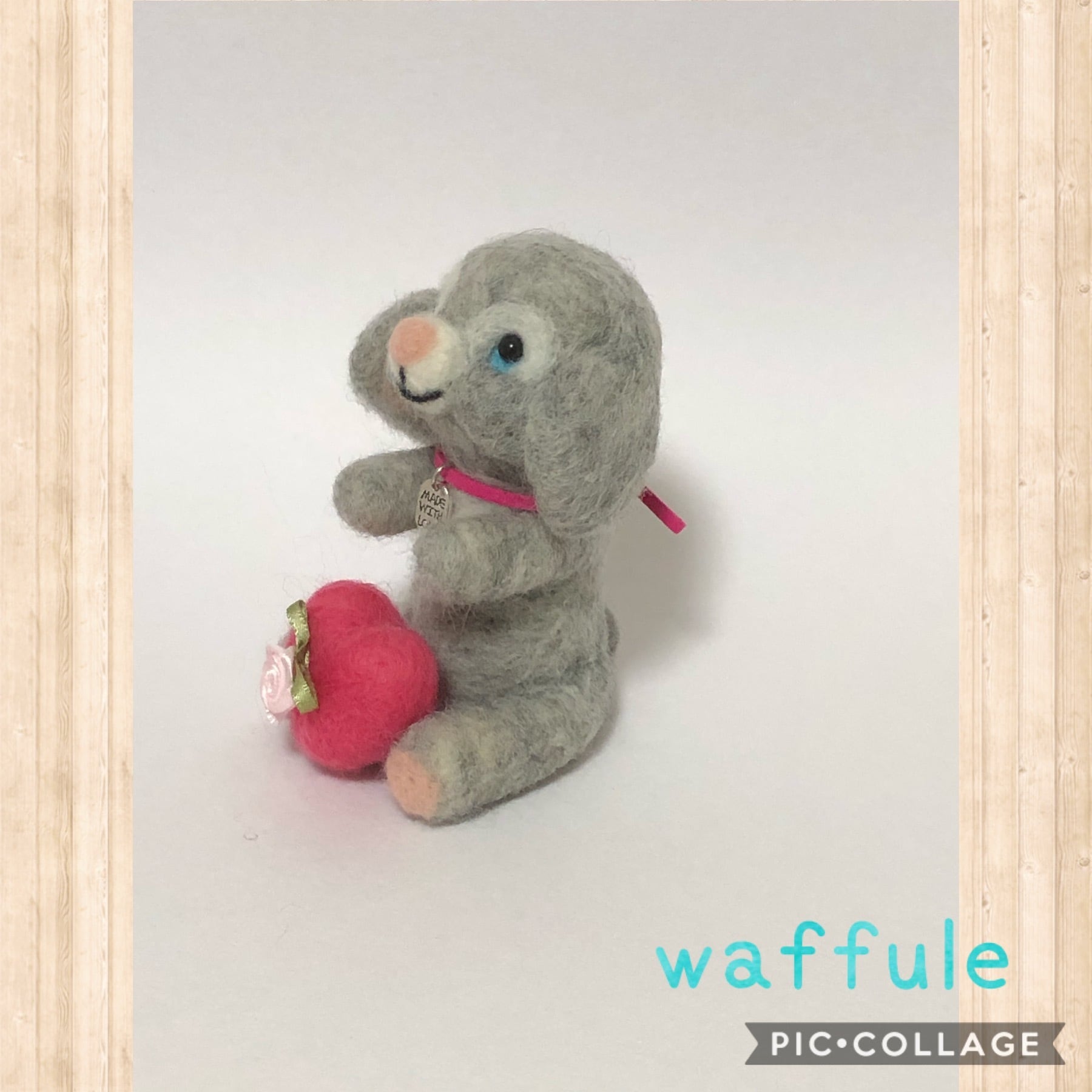 ハンドメイド うさぎ ＊ たれ耳白 くま風船 羊毛フェルト