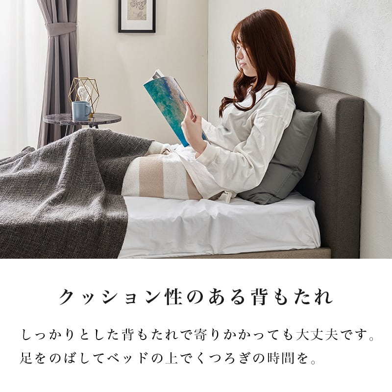 【組立式】耐荷重350kg ファブリックシングルベッド すのこフレーム ポケットコイルマットレスセット 3色展開 一人暮らし ワンルーム 幅106cm