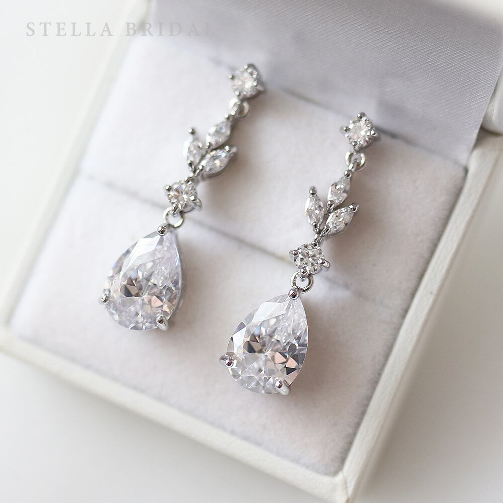 【TVドラマ使用】キュービックジルコニア ブライダル ピアス&イヤリング Cattleya - カトレア / ウェディングアクセサリー