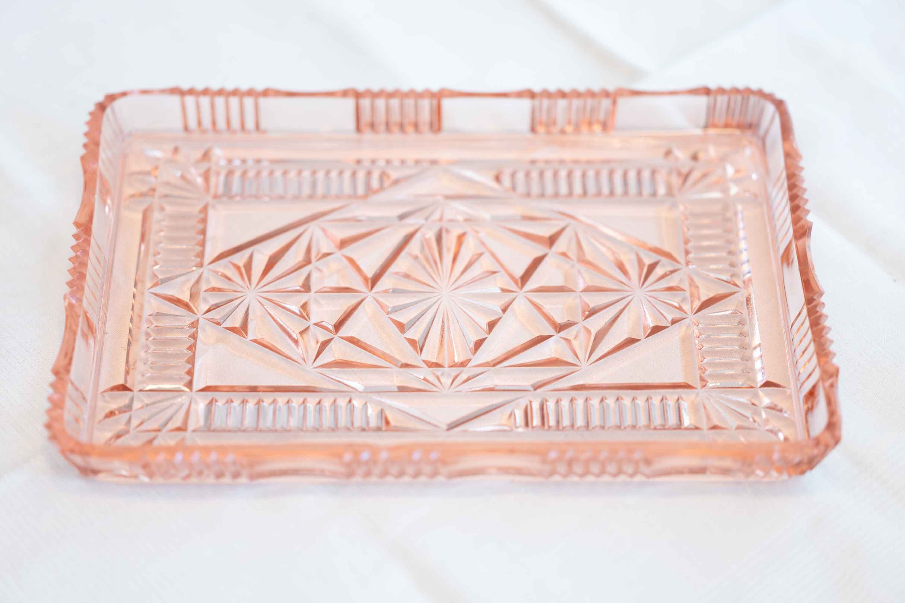 英国アンティーク 淡いピンク色が愛らしい ドレッサートレイ