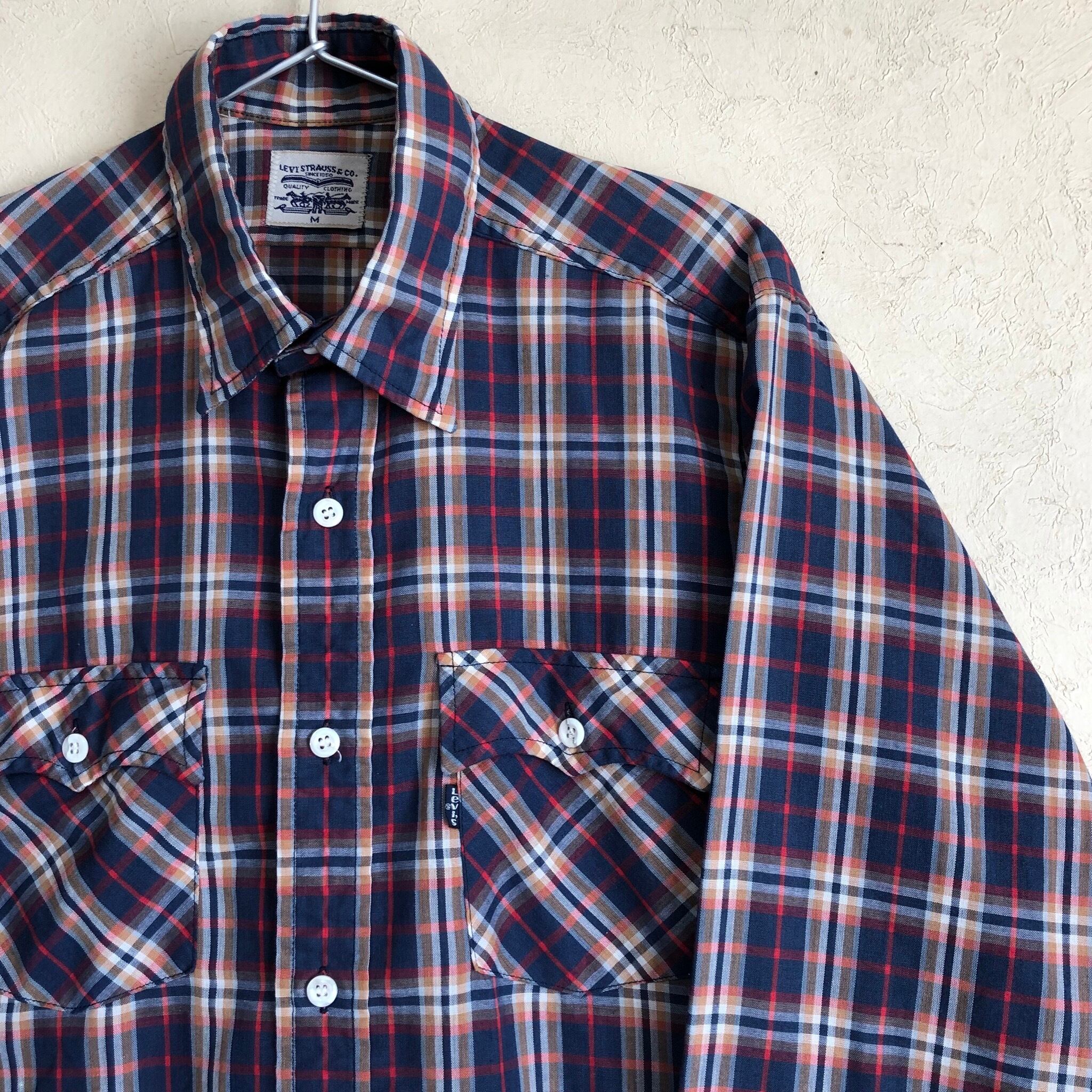 【Mサイズ】Levi's 長袖シャツ 紺タブ チェック柄