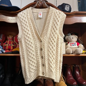 cable knit vest 42 England製 D784