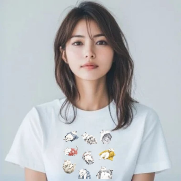 福をまねく、江戸猫ヘソ天まつり Tシャツ / Lucky Edo Cats Belly-Up T-Shirt