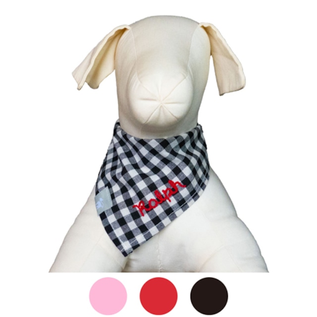 刺繍ネームが入る バンダナ Sサイズ ギンガムチェック　ペット　ドッグ 犬