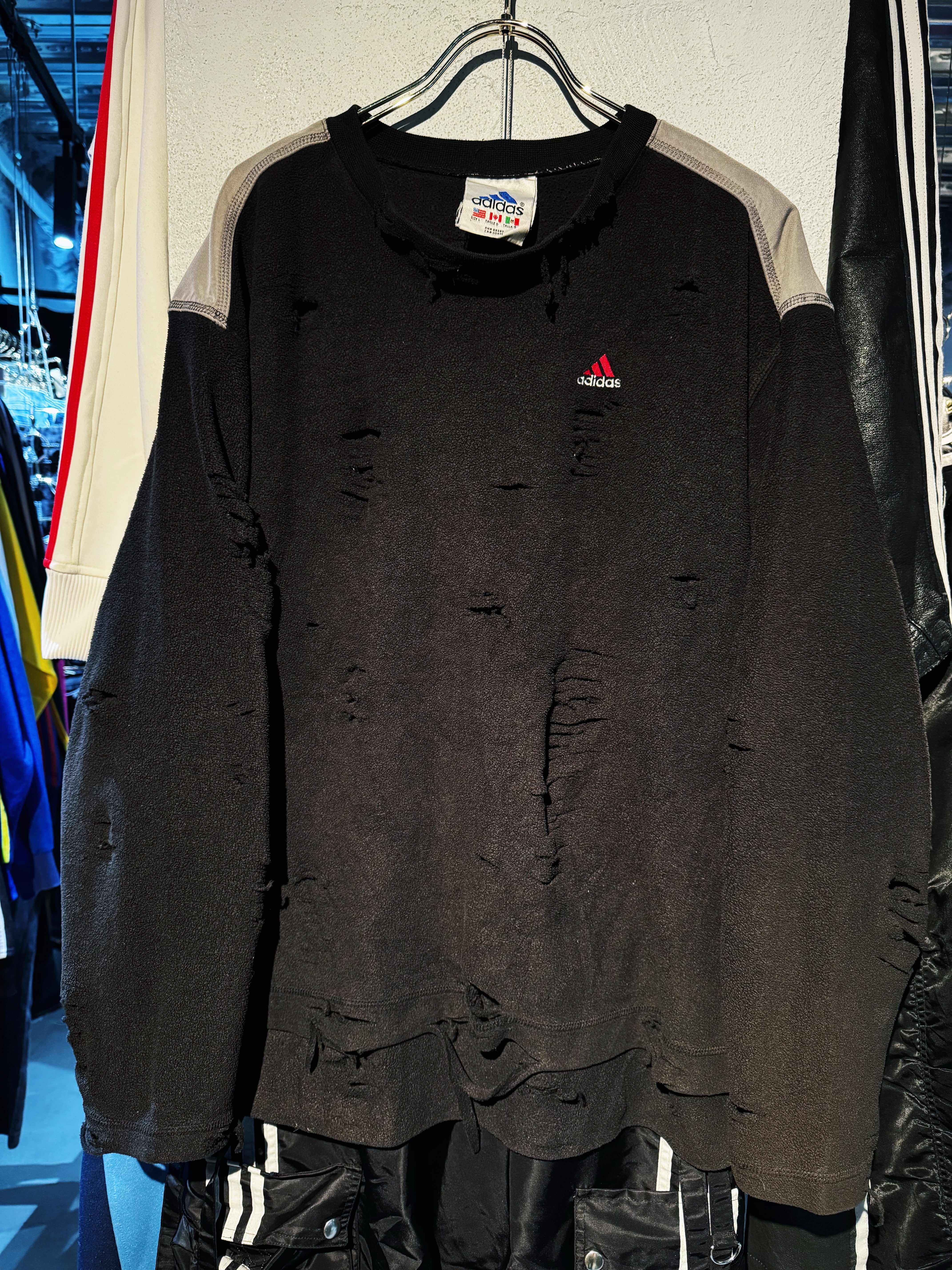 "ADIDAS"performance logo embroidery design boro pullover fleece sweat