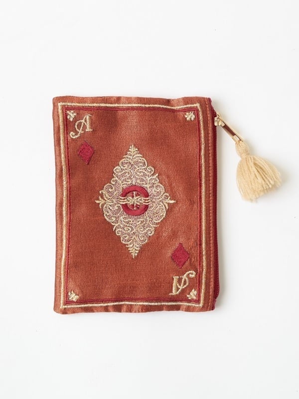 トランプ刺繍ポーチ 14×10cm ORANGE M42-2092OR