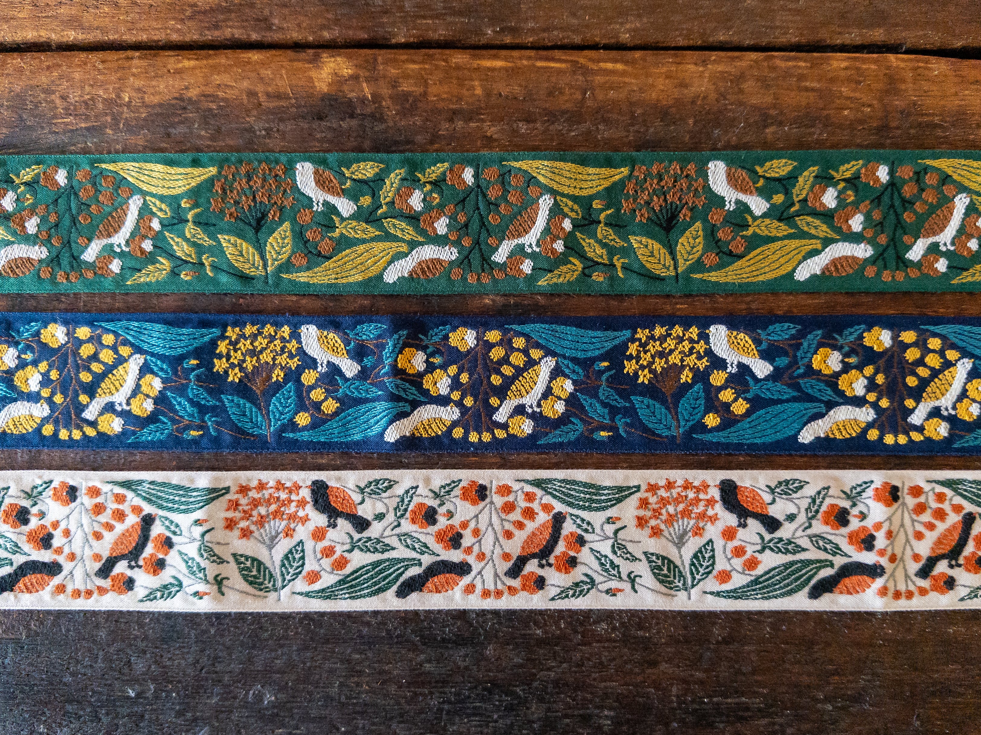 全3色 鳥と野花 50mm幅 チロルリボン | レピヤンリボン