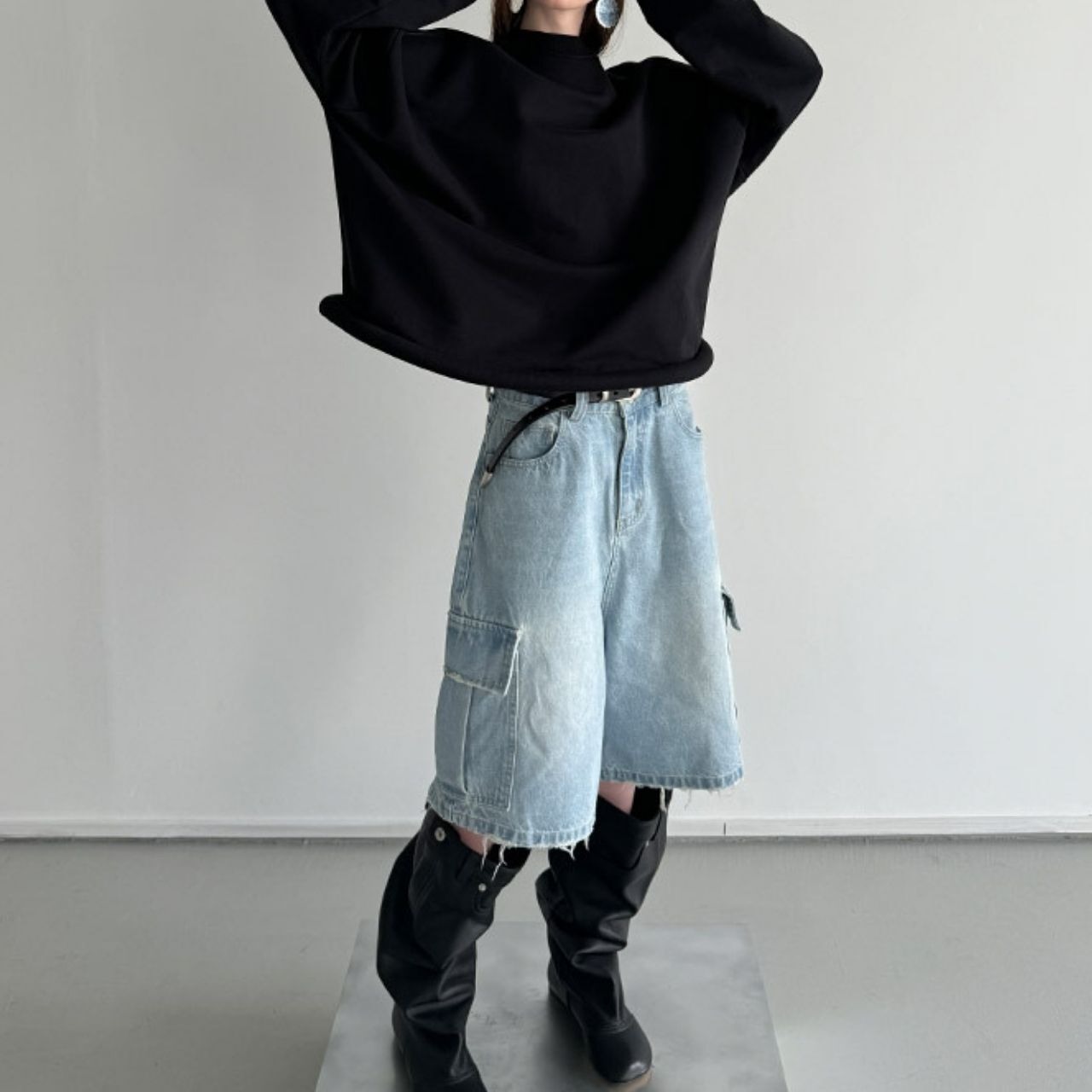 袖ロゴ裾ロールアップスウェット　LT0040051