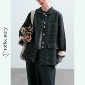 食パンのような配色ボタンのアートなデニムJK 《P0248》