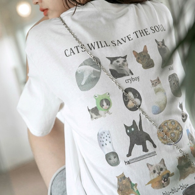 lose silhouette back cats T