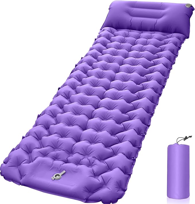 エアーマット キャンプ マット 足踏み式 8cm厚 850g超軽量 枕付き 無限