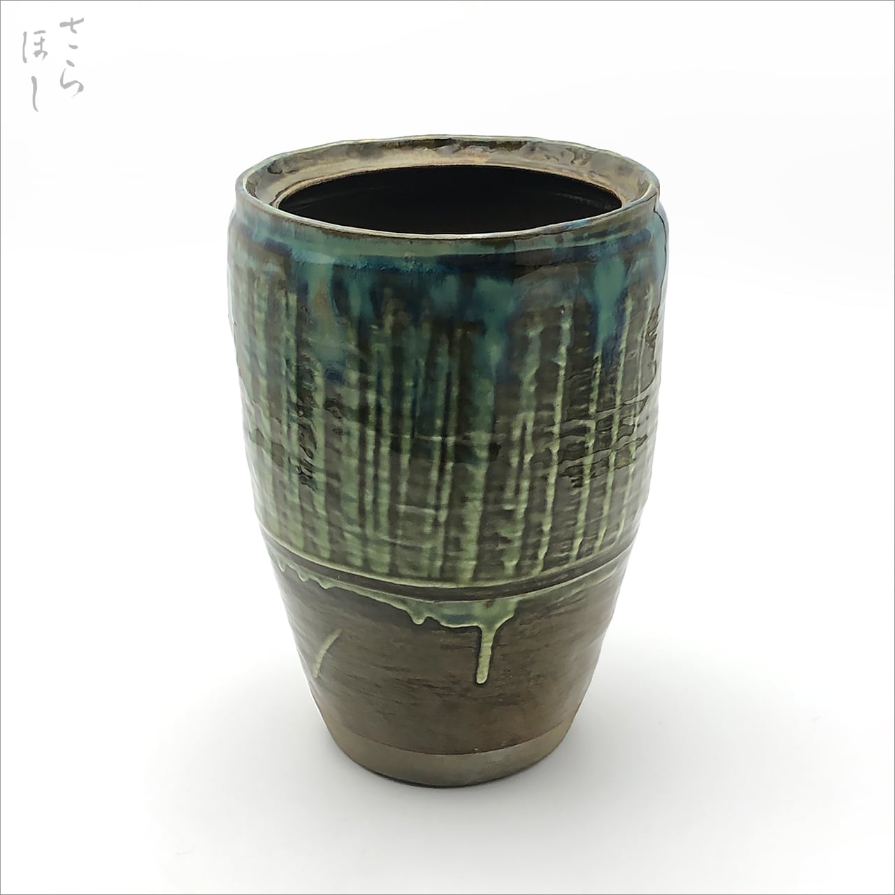 小鹿田焼 小袋窯 花瓶 打ち刷毛目 高さ約22cm 陶器 茶道具 民藝 花瓶 水指