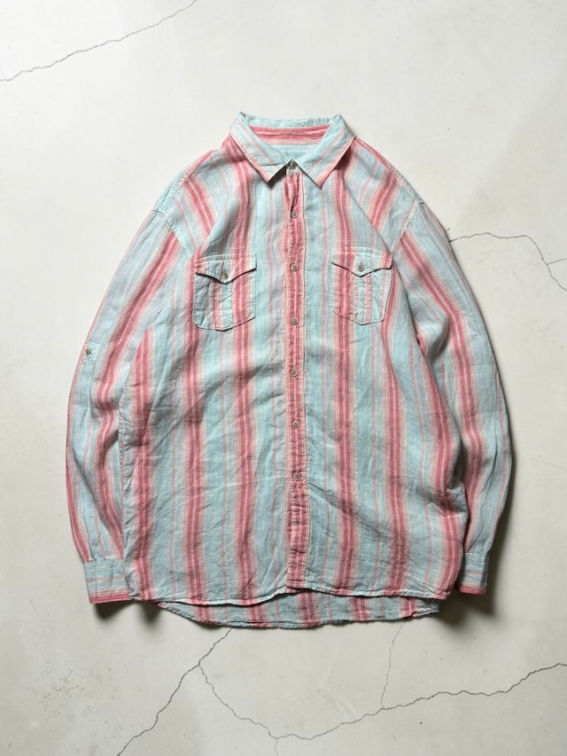 Islander pastel-colored long sleeve linen shirt