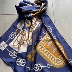 エルメススカーフ　Hermes　カレ90　Cliquetis シルクスカーフ　ネイビーブルー 12acdp1