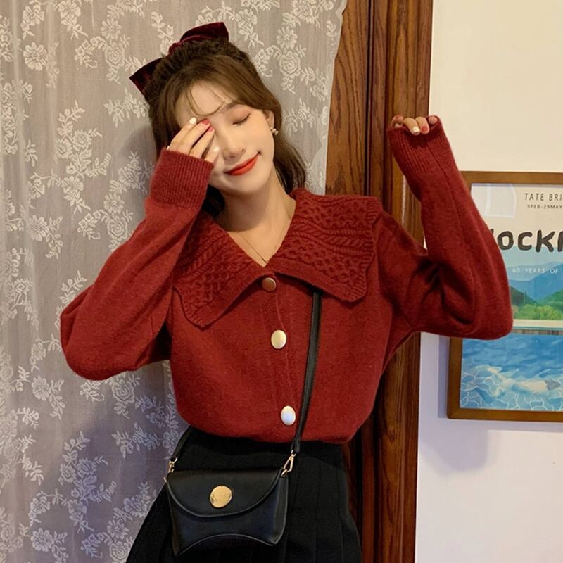 スプリングスタンダードセーター ルーズカーディガンジャケット レトロ 春物 試着室41294720376