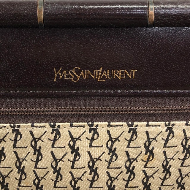 Yves Saint Laurent イヴ・サンローラン クラッチバッグ ブラウン YSLロゴ バイアステッチ レザー vintage ヴィンテージ オールド sj7x37