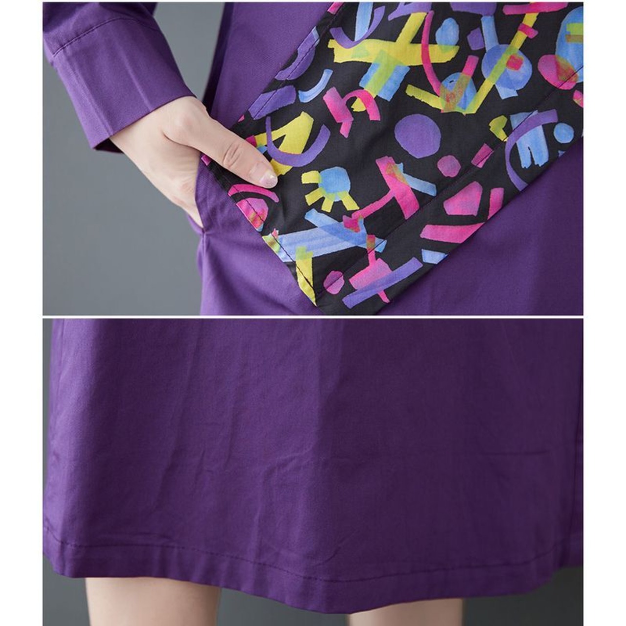 斜め柄 配色 シャツワンピース  00003