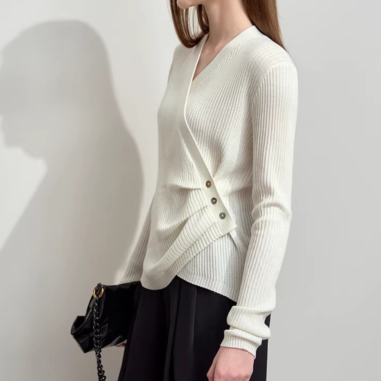 アシンメトリーVネック ニット  00098・画像6