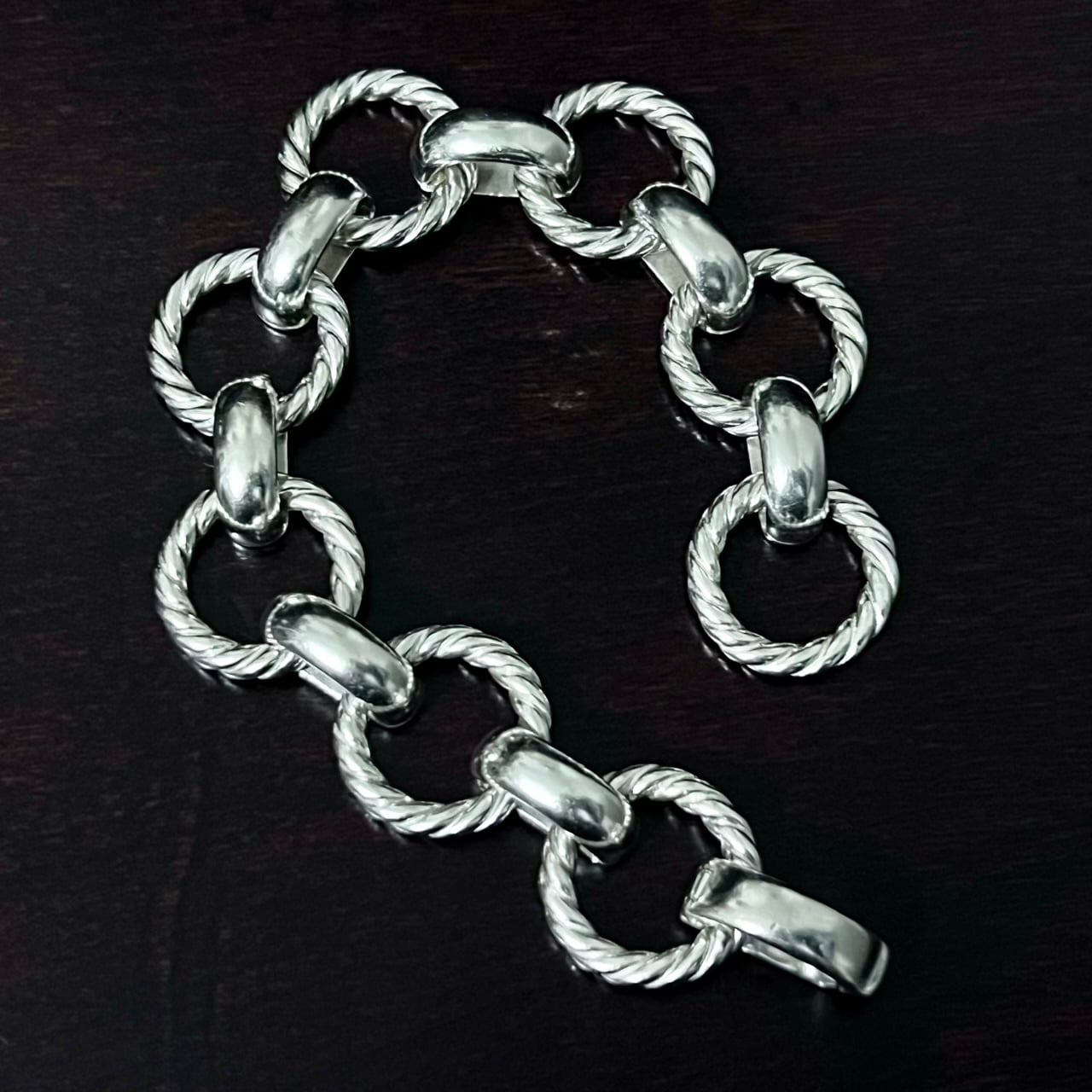 US ヴィンテージ シルバー ツイスト リンク ブレスレット ITALY 925 VINTAGE TIFFANY & CO. Twist Circle Link Bracelet Sterling Silver