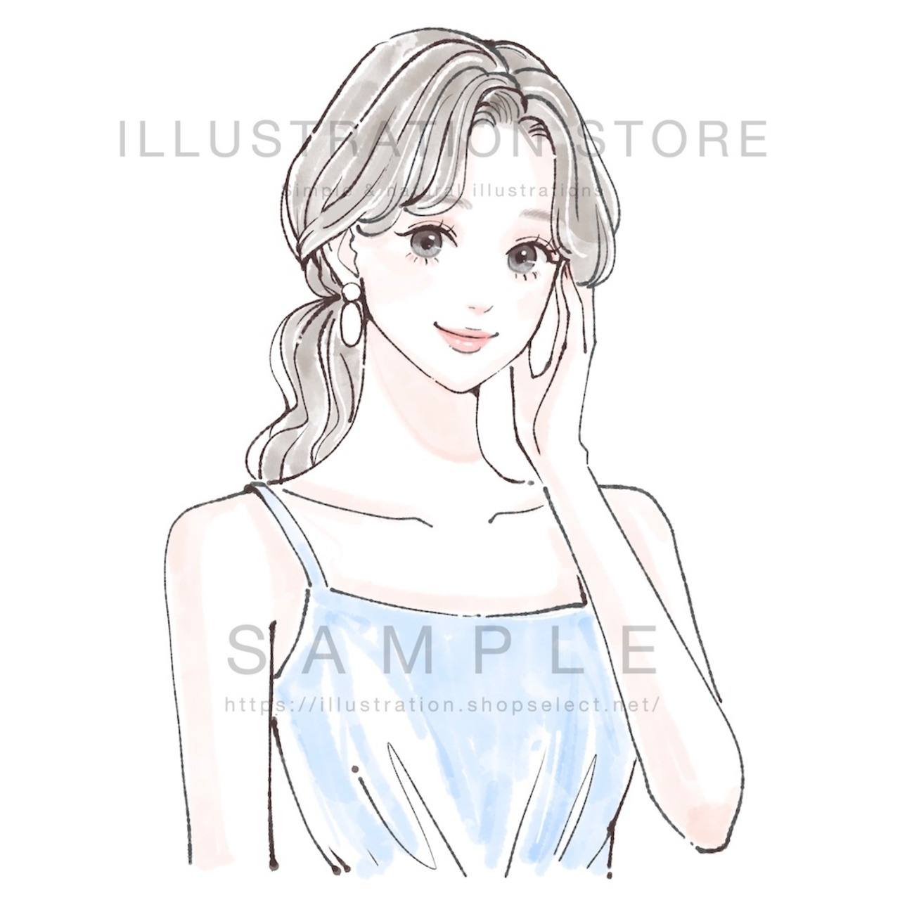 頬に手を添える女性