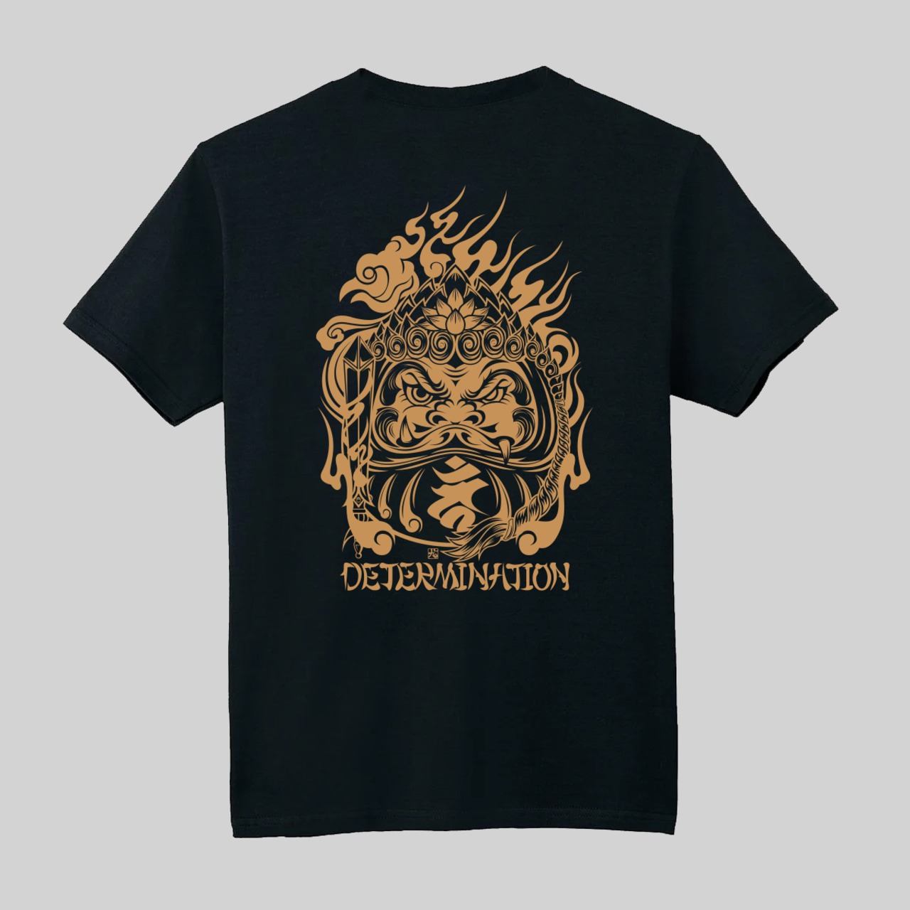 不動明王達磨 Tシャツ 金/銅/黒プリント【TIKTOK】