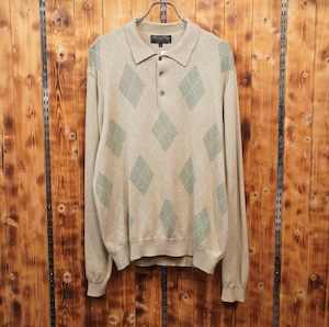 90s brooks brothers アーガイル ニットポロシャツ L/ブルックスブラザーズ