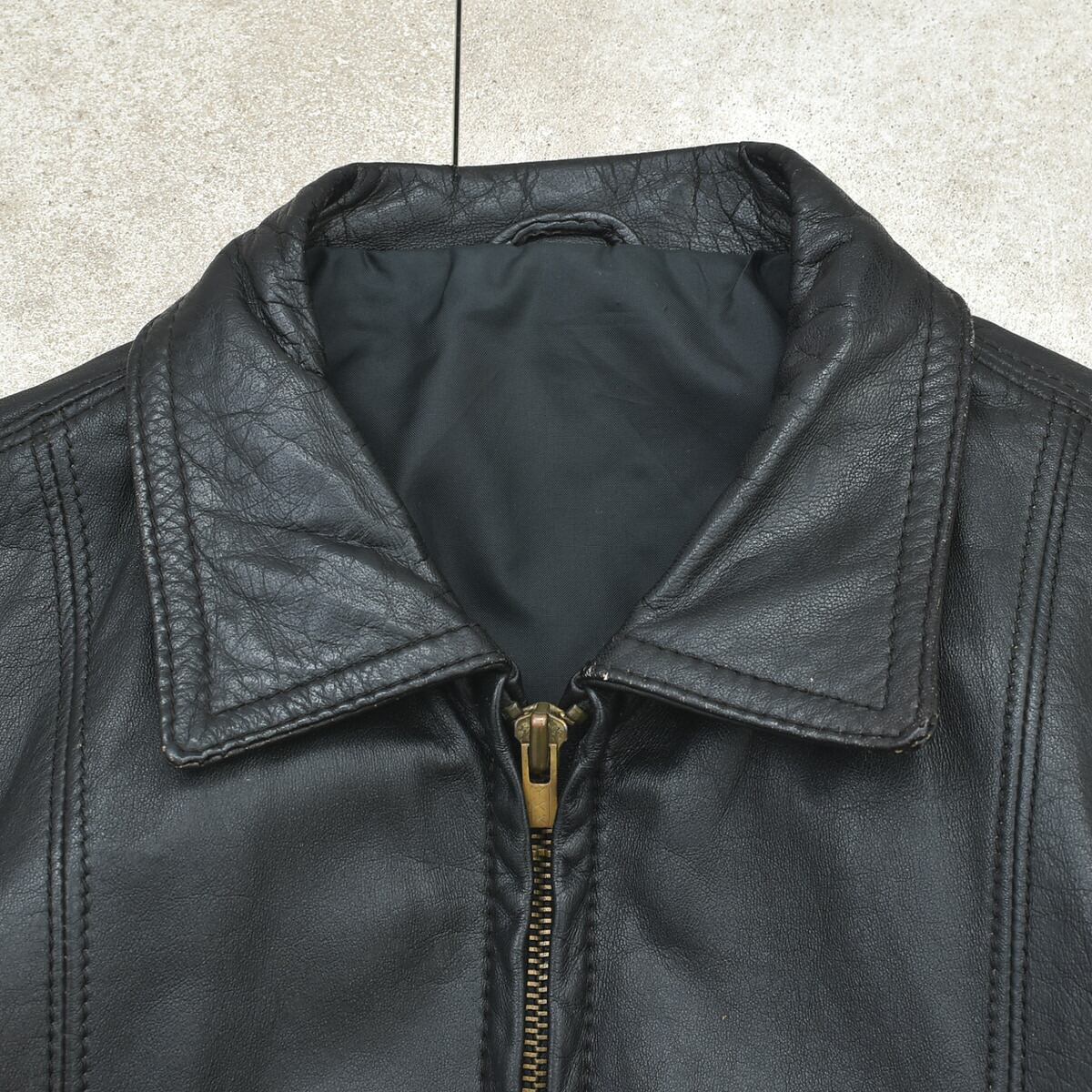 Vtg black leather single jacket | 古着屋 grin days memory Vtg black leather single jacket | 古着屋 grin days memory