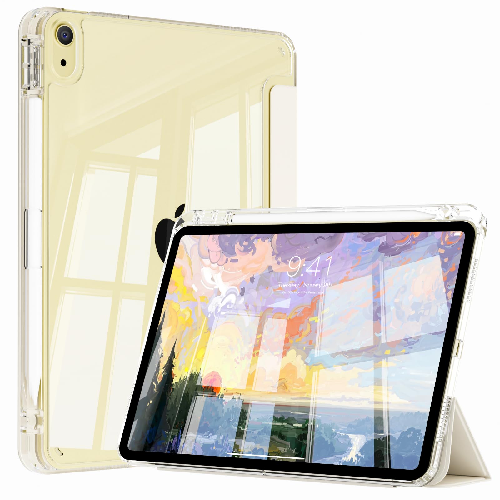 ZOYU対応iPad a16 透明 ケース - 第11世代 11インチ 2025 / iPad 第10世代 10.9インチ 2022対応、ホワイト