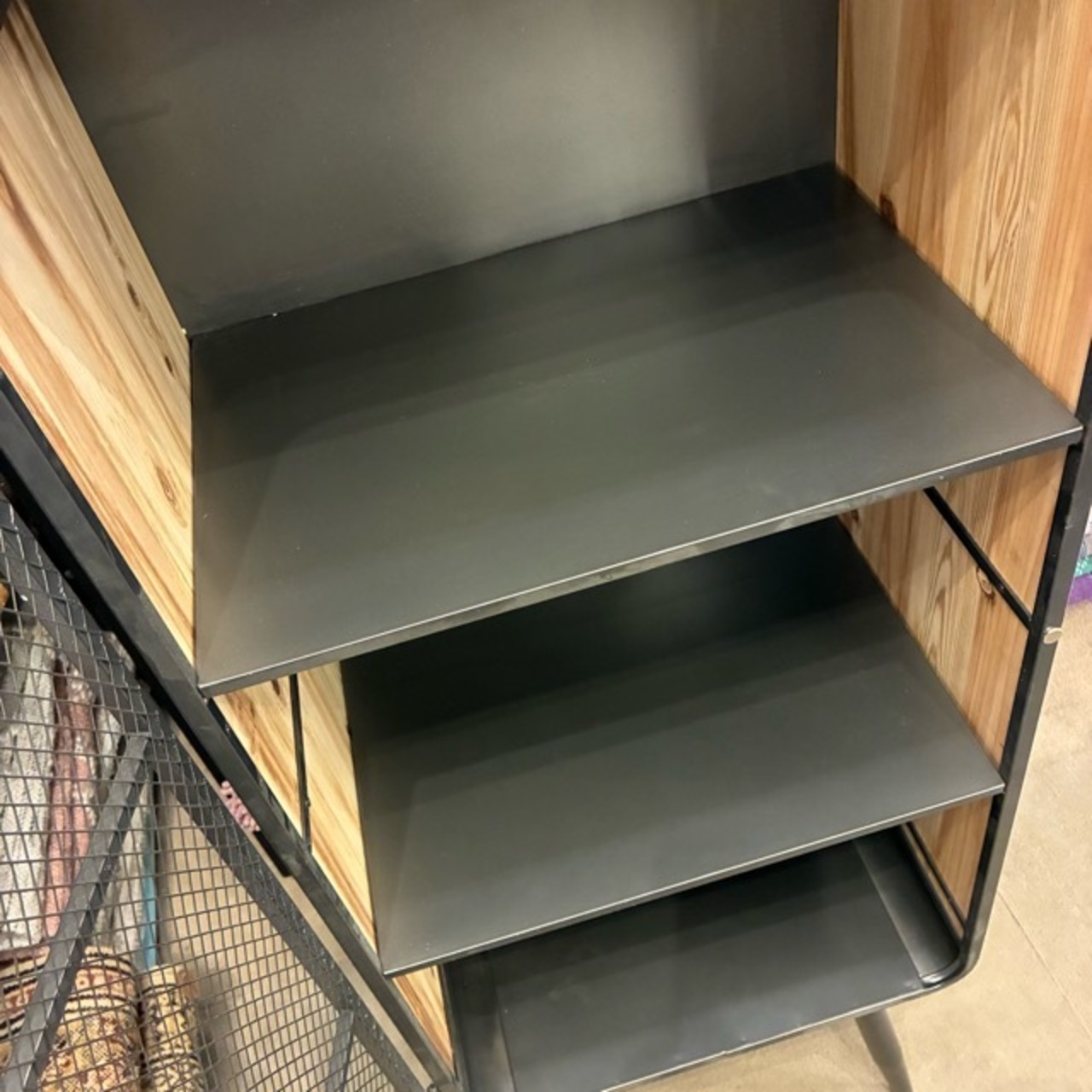 Wood＆Iron Mesh Cabinet L　ウッド＆アイアンメッシュキャビネット　L　3段　ミリタリー　収納家具　棚　リビング　寝室　ガレージ　インダストリアル