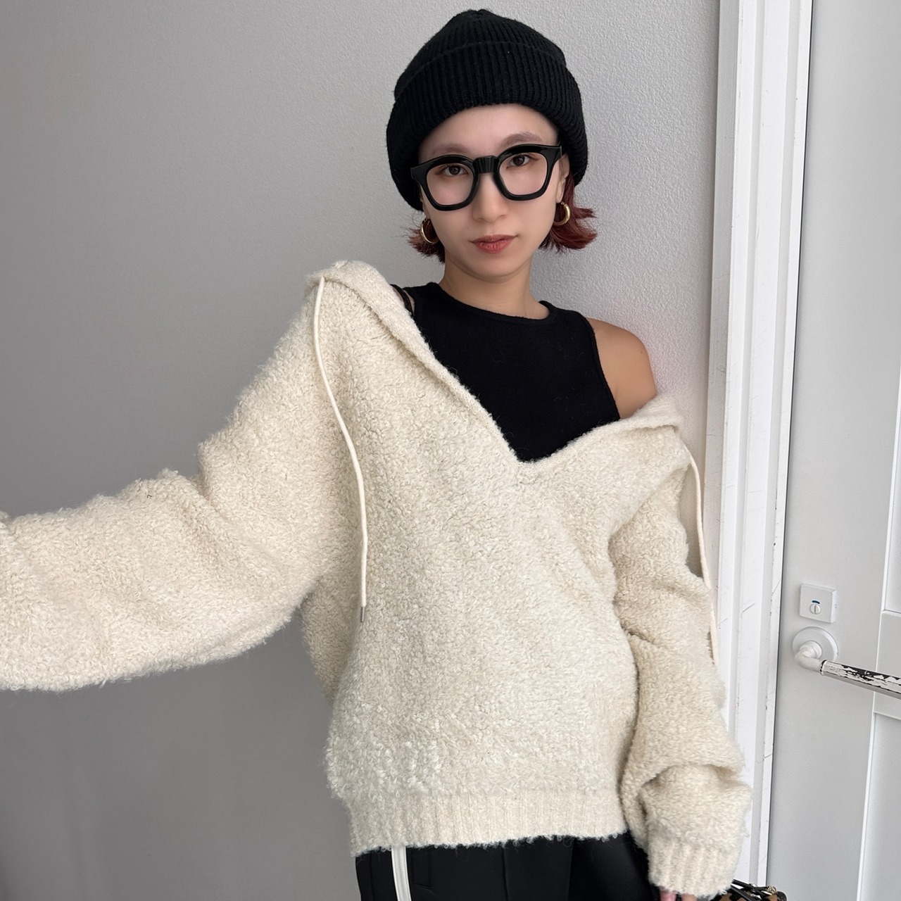 ブークレキーネックフーディーPO/エクリュ