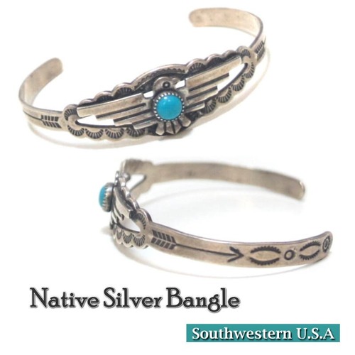 【USED】USA SOUTHWESTEN スターリング シルバー ターコイズ カフ バングル 刻印 ネイティブ アメリカン ビンテージ アンティーク 民族 レディース アクセサリー ジュエリー 古着