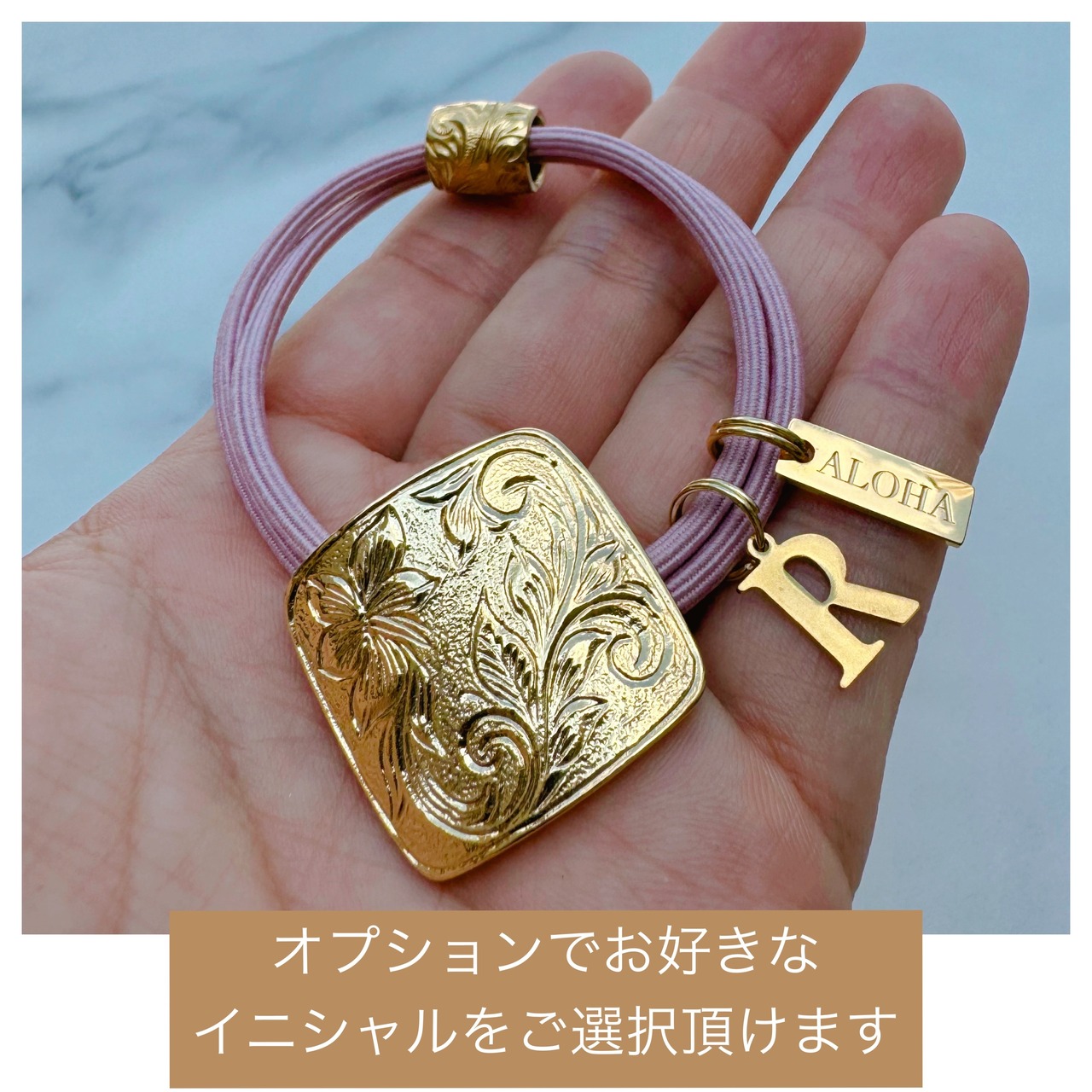 【5color】Square hear hair accessory Hawaiianjewelry(ハワイアンジュエリーヘアゴムスクエア)
