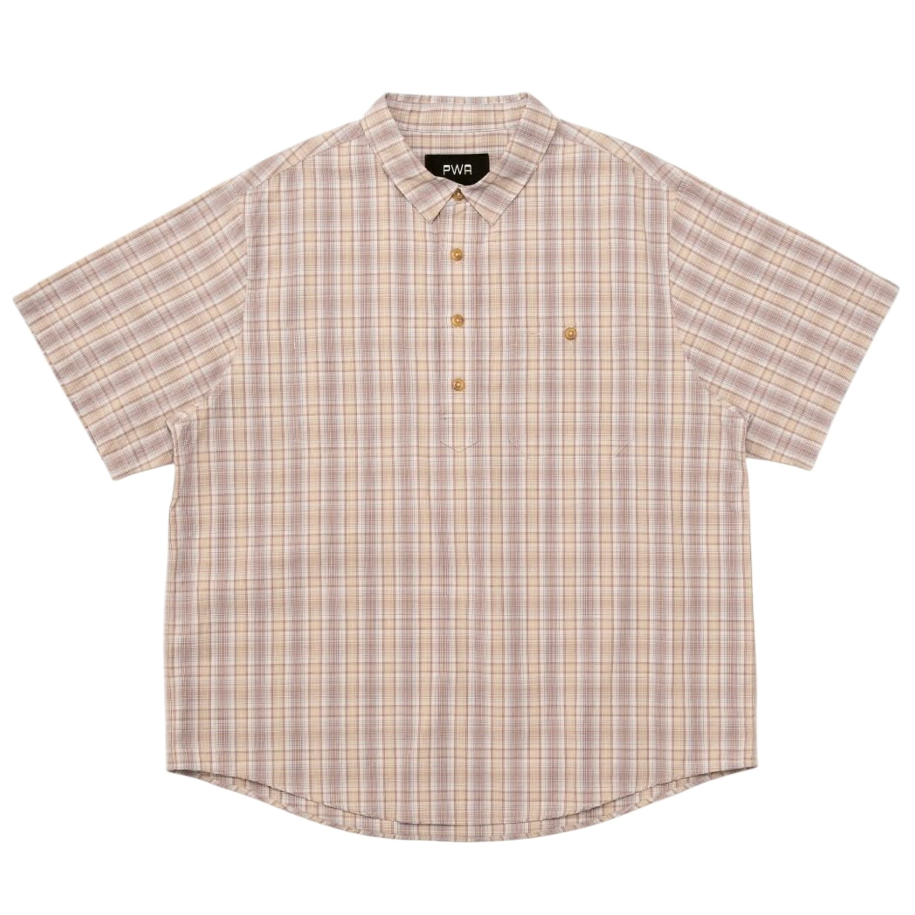 PWA / LINEN MIX P/O SHIRT BEIGE CHECK | THE NEWAGE CLUB