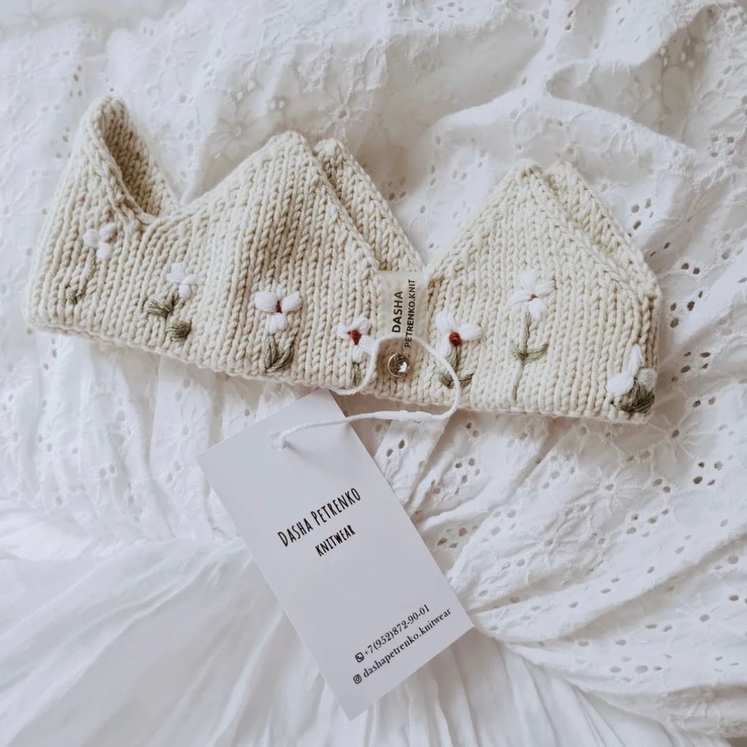 Dasha petrenko】Knitted Crown - flower embroidery - | RIRIBELL