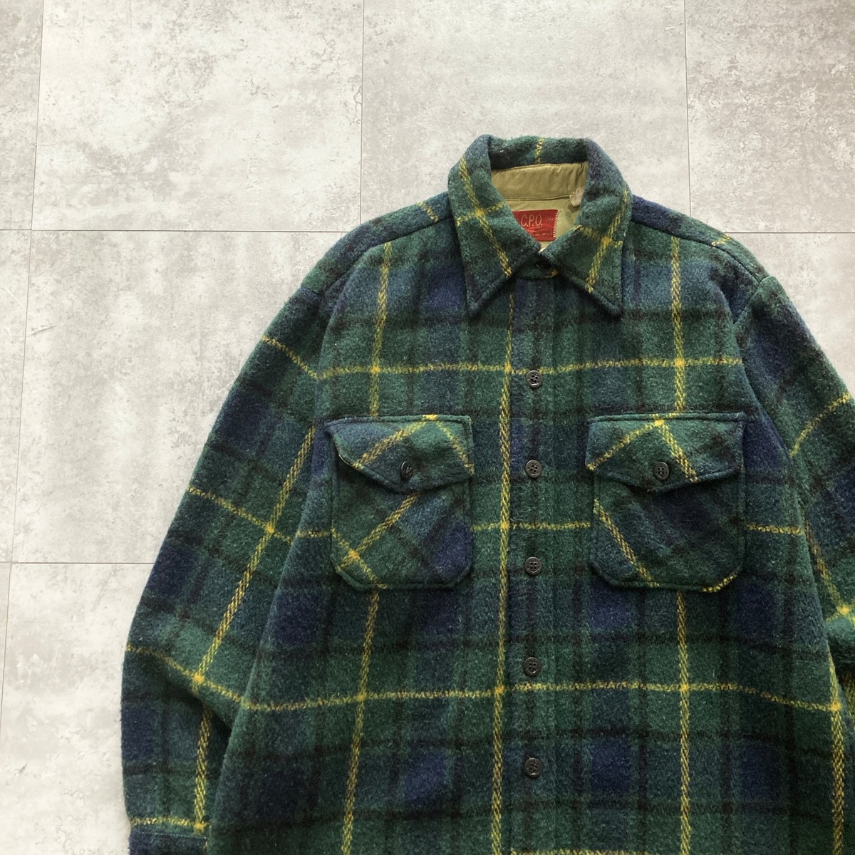 70s】Sears シアーズ 表記M チェック柄 アメリカ海軍 下士官用作業服 