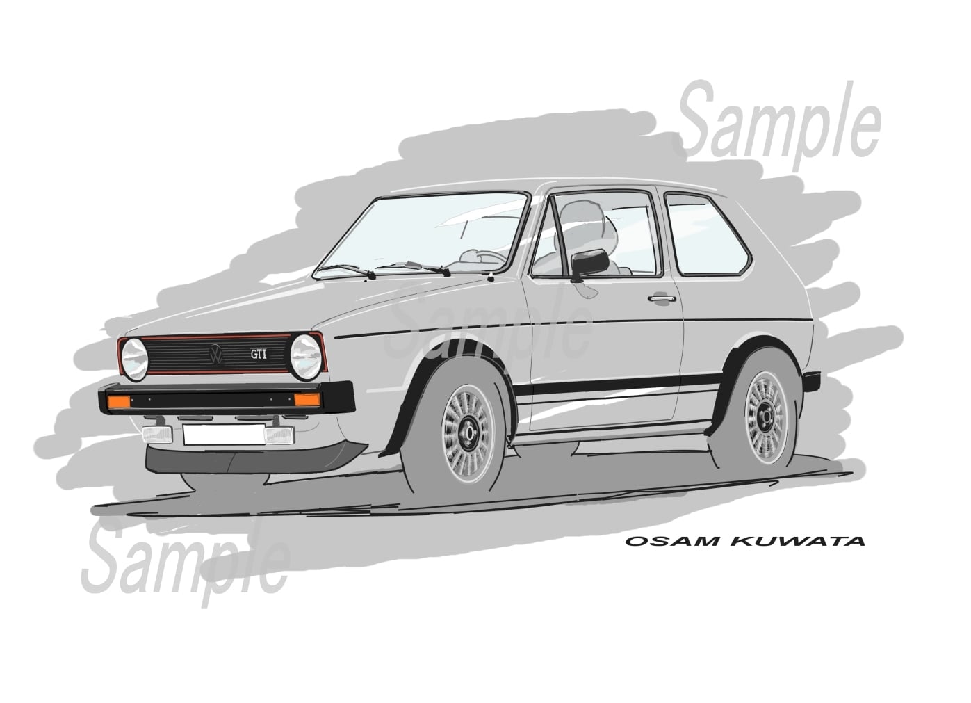 イラスト VW ゴルフ A4サイズ | osamart