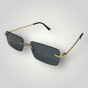 Gold Edge Rimless Sunglasses - Gold / Black(54)