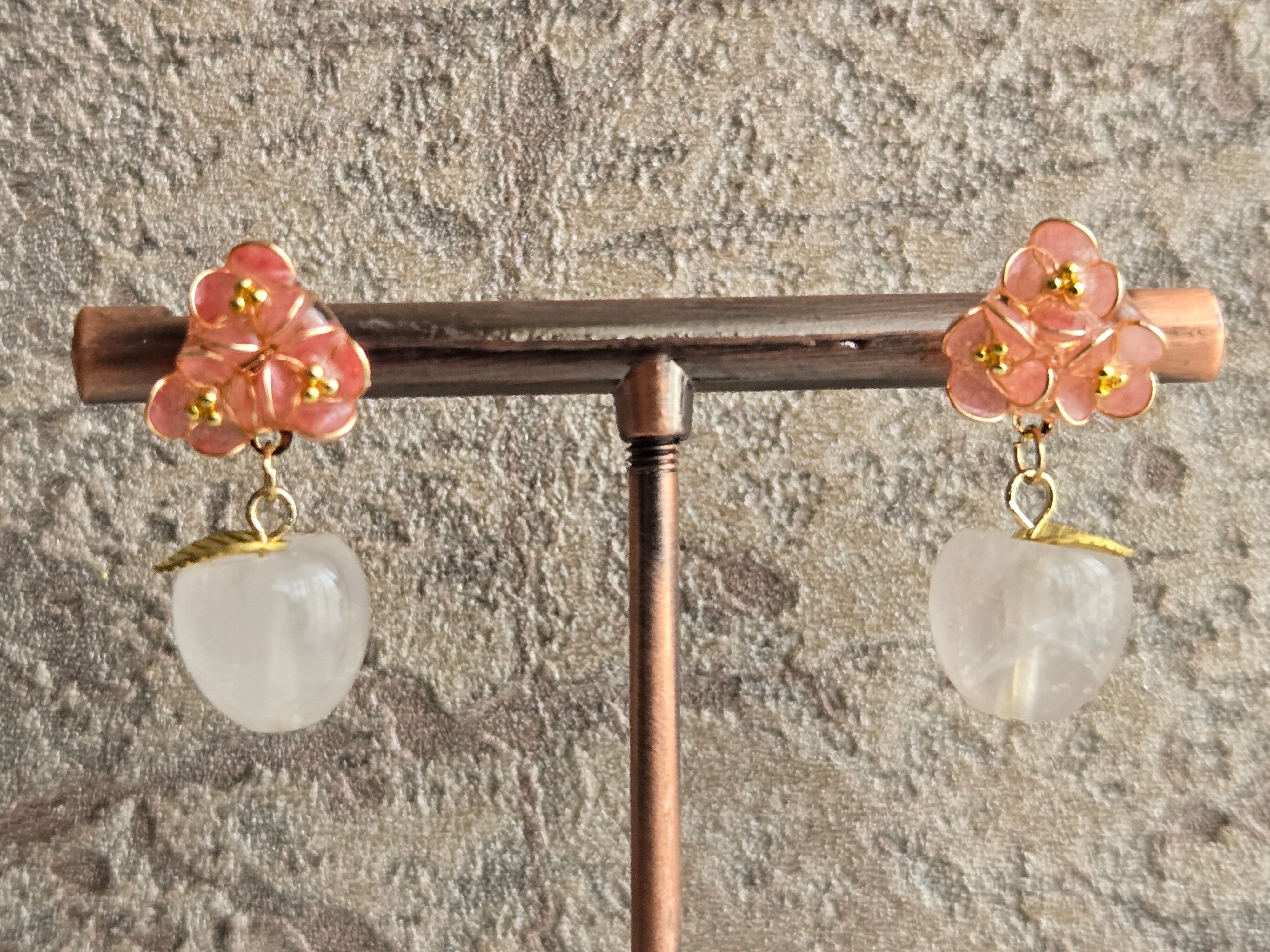 ピンクトルマリンとアパタイトのコッパー ピアス | kaleidoscope